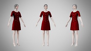 3D Dress 37 Burgundy Velvet With Design