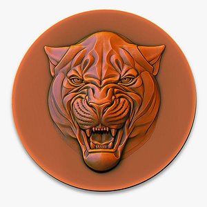 Angry Panther  Bas-Relief Animal Sculpture 3D model