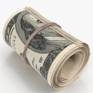 cash roll dollar bills 3D