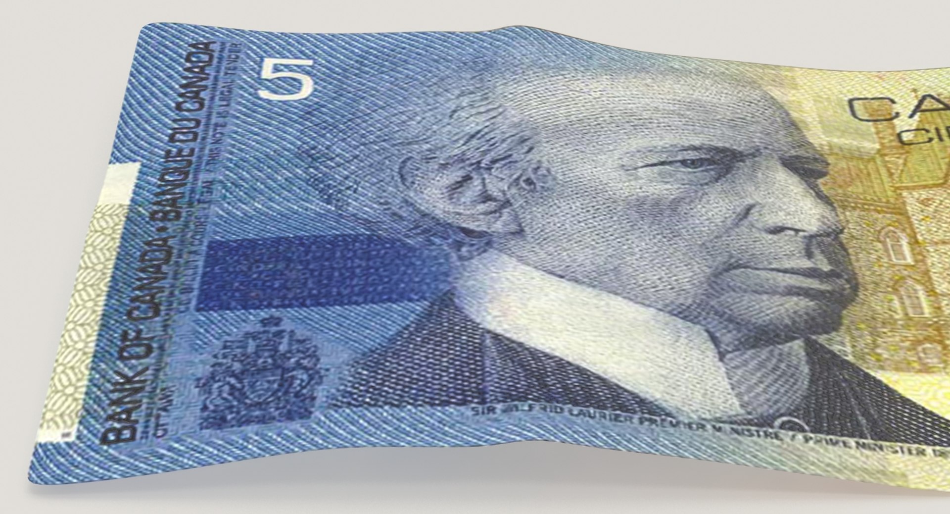 3d Model 5 Canadian Dollar Note