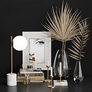 West Elm Decor set with dry Palm
