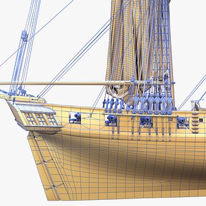 Brig sail ship 3D