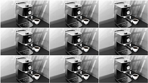 3D Coffee machine Frosted coffee machine Mechanical Dark tone scene Advanced black CR rendering C4D mod model