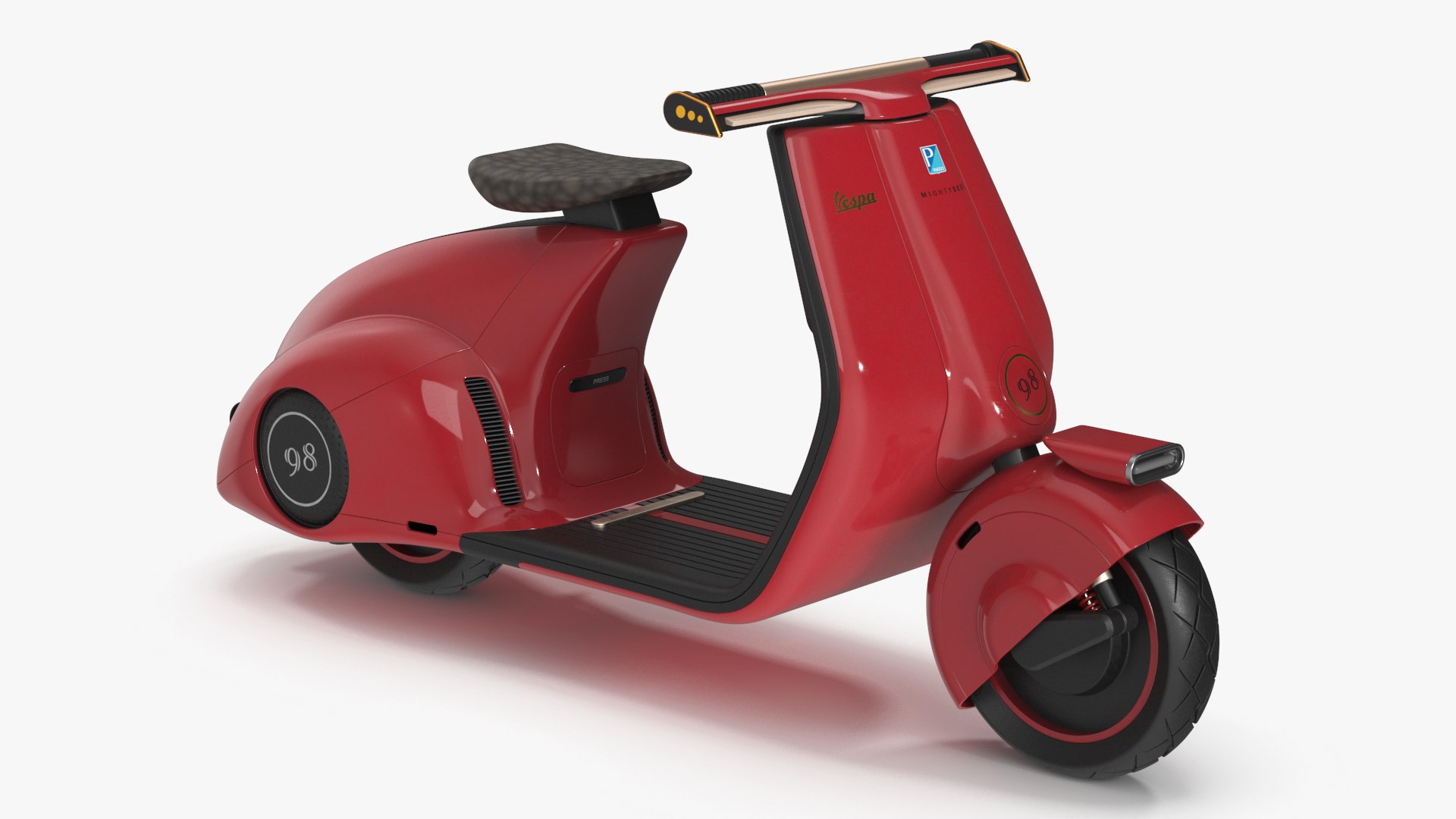Concept Electric Scooter Vespa 98 Red 3D model preview
