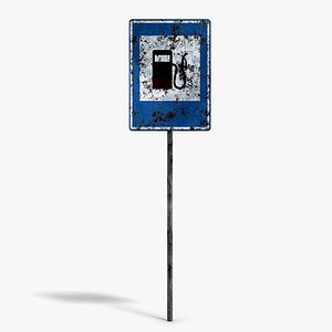 Damaged Gas Station Info Sign