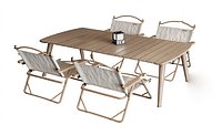 Outdoor Camping Folding Chair Set with 4 Chairs Wooden Table