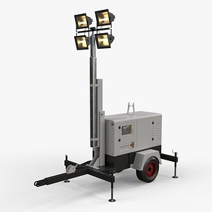 PBR Mobile Light Tower Generator A - Grey 3D model