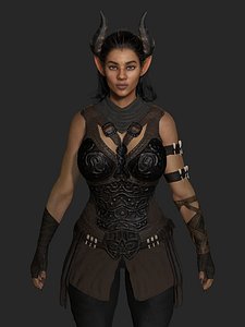 AAA 3D REALISTIC CHARACTER - DARK FANTASY FEMALE WITH HORN 3D model