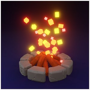 Low Poly Bonfire Animation 3D model