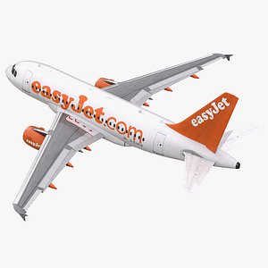 3d model airbus a318 easyjet rigged