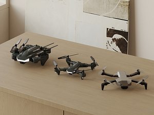 3D Quadcopter Drones Collection Aircraft Drone