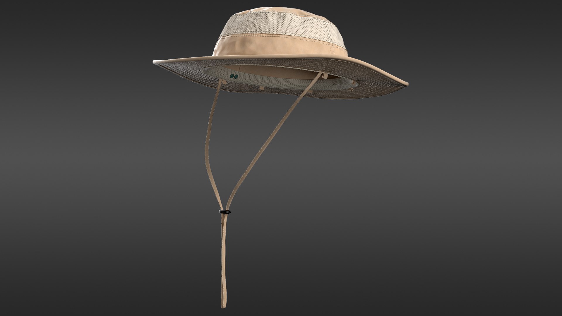 Khaki Fishing Hat 3D model preview