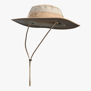 khaki fishing hat 3D model