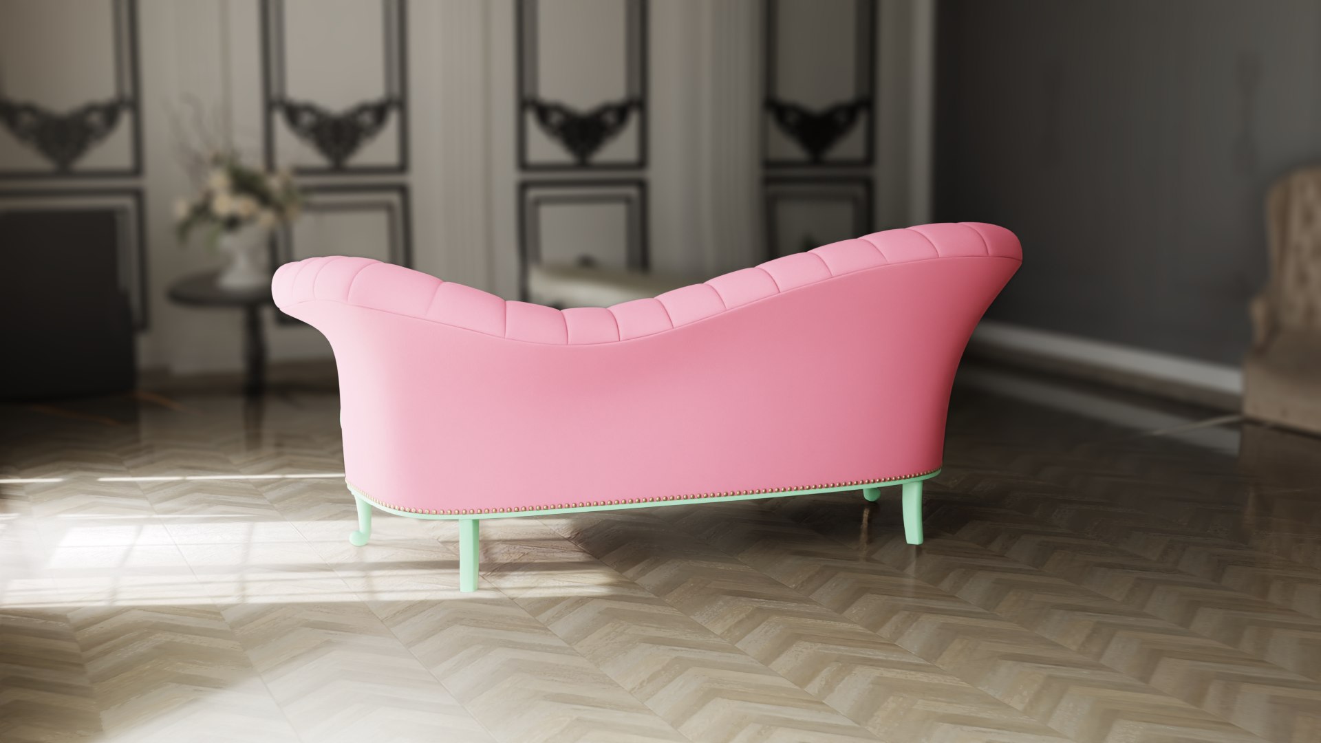 Furniture Sofa Blush Pink Chaise Lounge Blush Pink Polyester Light Teal