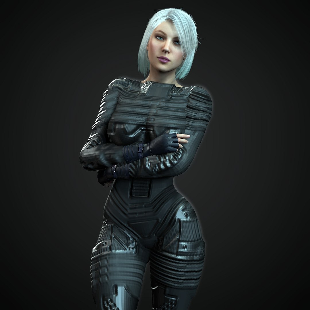 3D model Sci-fi female armor VR / AR / low-poly rigged