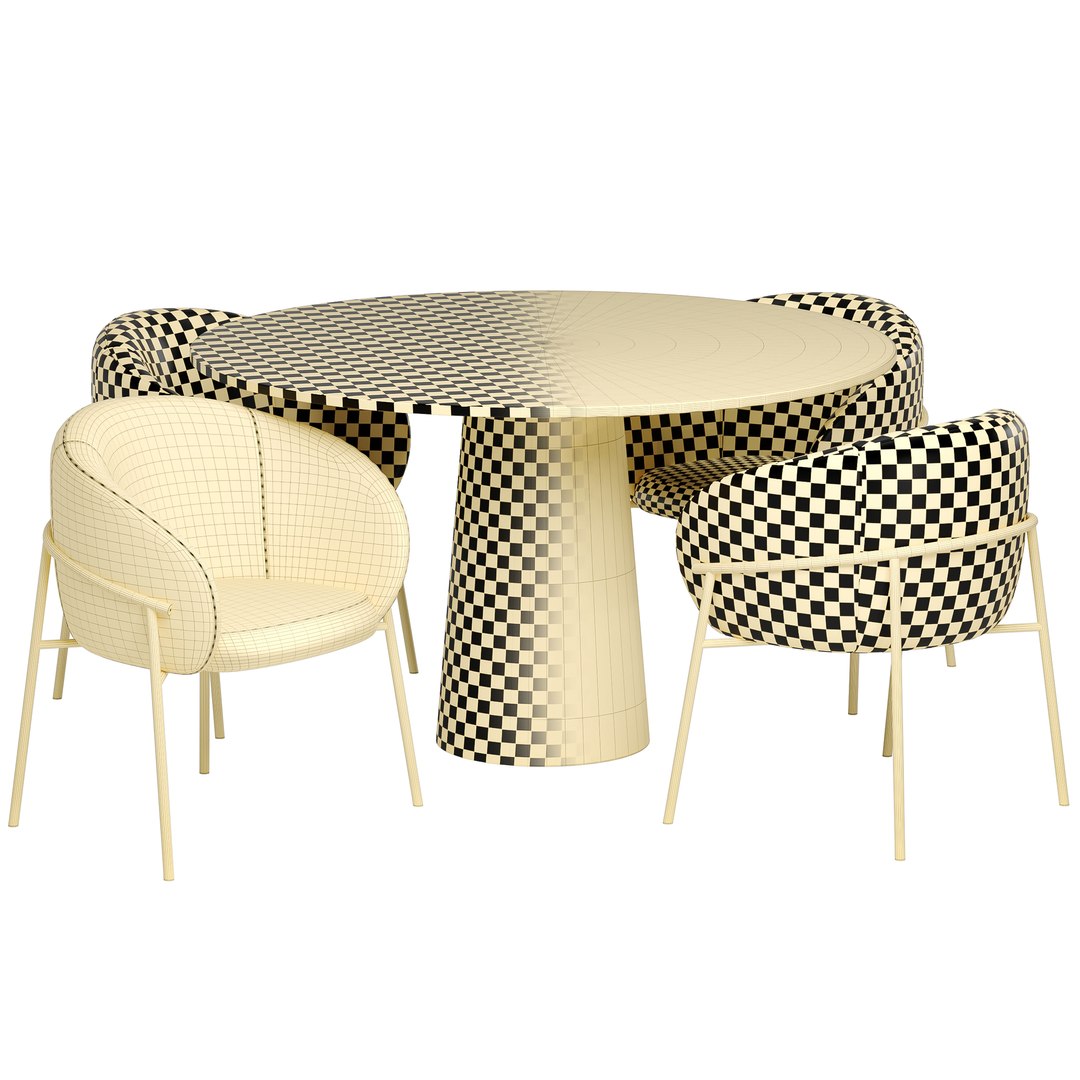Rimo Dinning Chair With Pedestal Table Model - TurboSquid 2197364