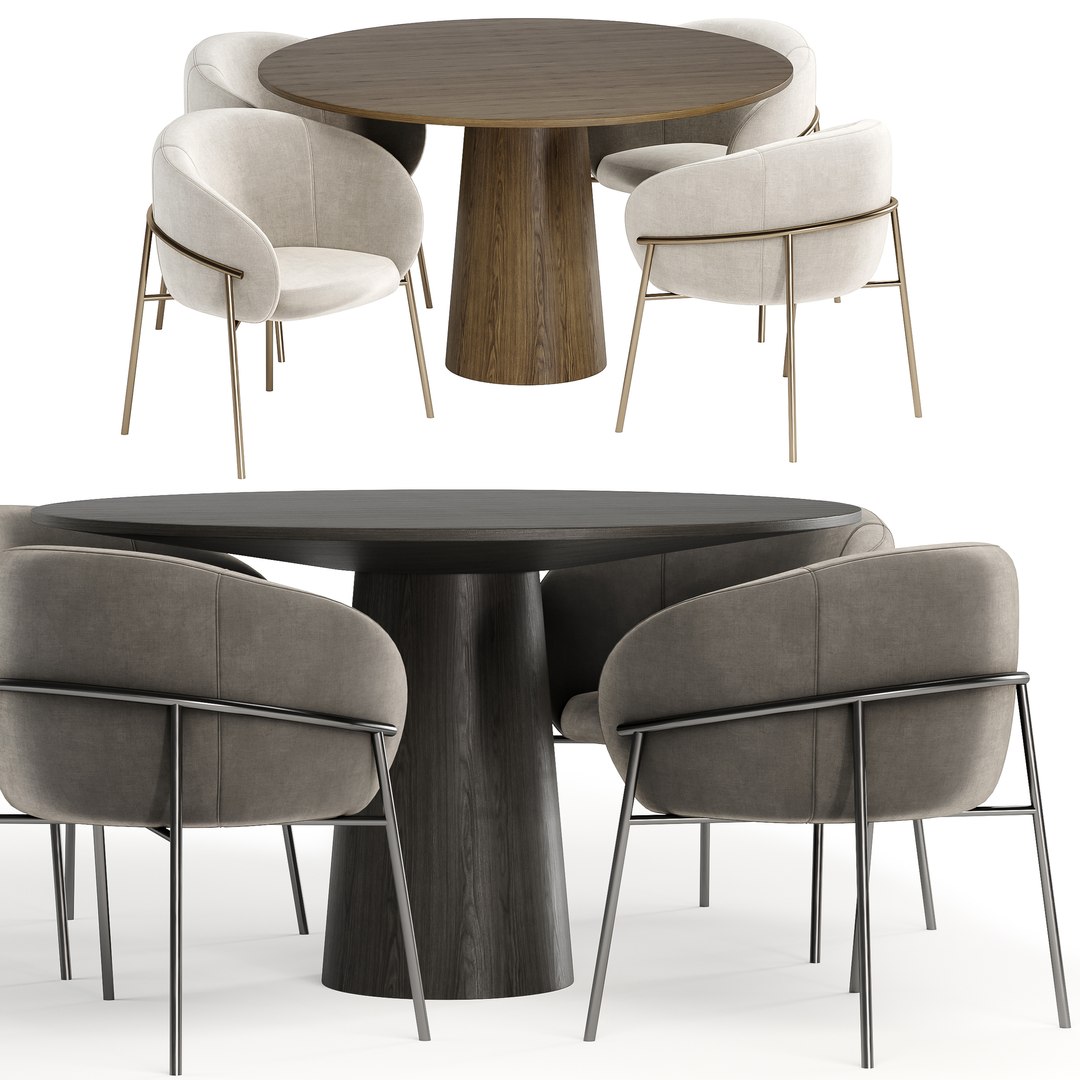 Rimo Dinning Chair With Pedestal Table Model - TurboSquid 2197364