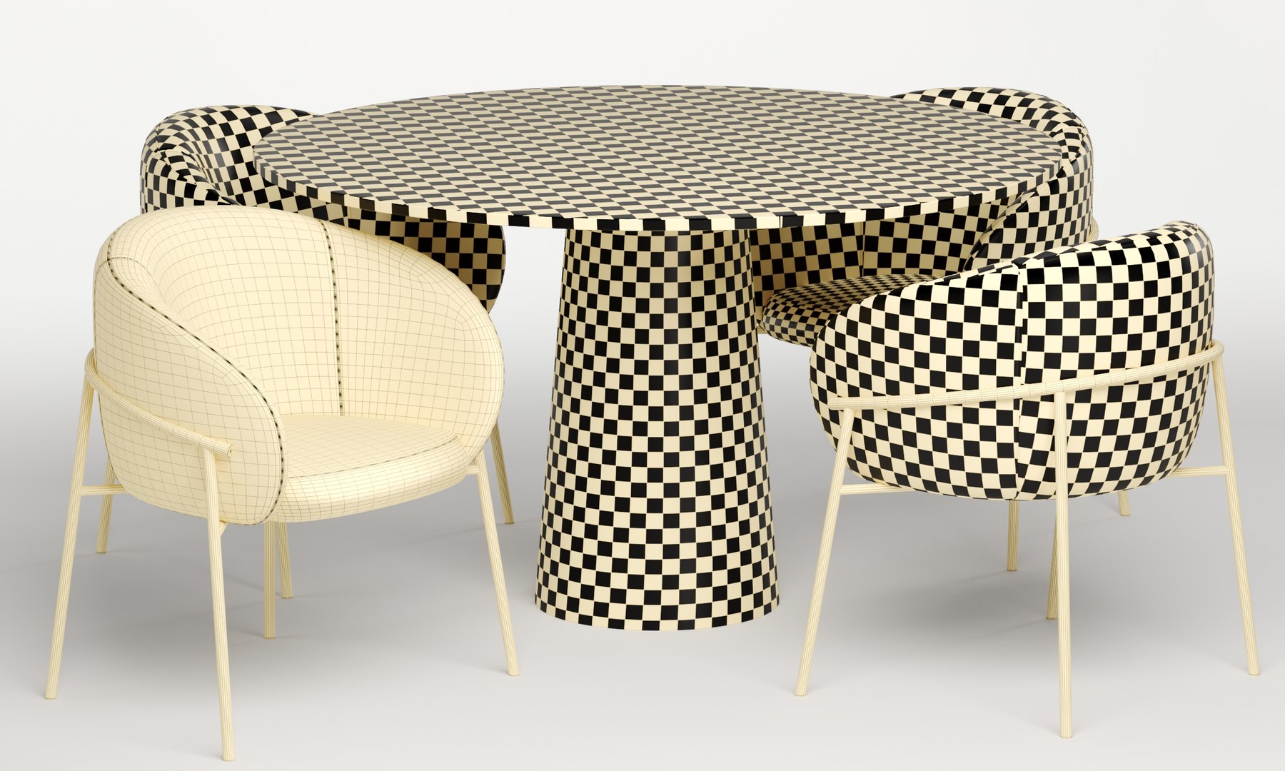 Rimo Dinning Chair With Pedestal Table Model - TurboSquid 2197364
