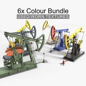 Generic Oil Pump Jack Used Worn - 6 Colour variations 3D model