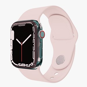 3D model Apple Watch 7 Series - Silver Stainless Steel Case with Starlight Sport Band