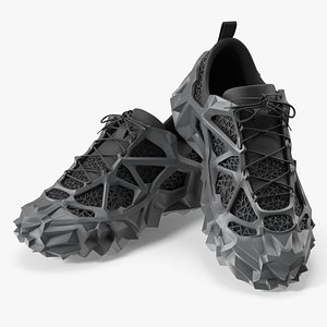 Concept Sneakers with Geometric Cage Sole Black