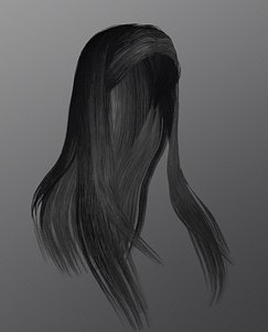 3D female hairstyle long hair model