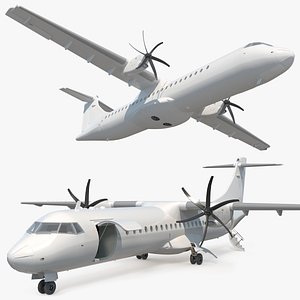 Civil Passenger Plane with Dual Propellers White Rigged 3D model