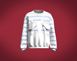 3D Mens sweatshirt with two big flap pockets