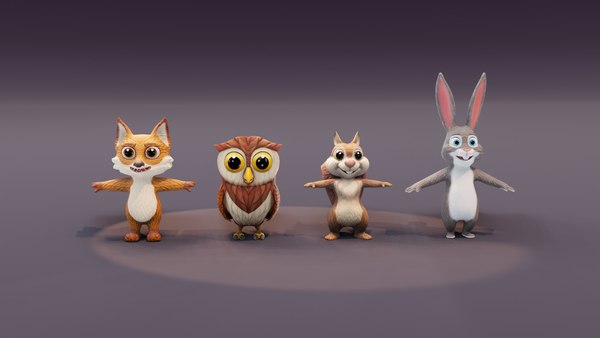3D Animated Cartoon Animals 3D Models Pack 3 model