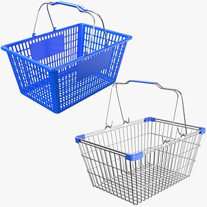 3D Two Detailed Shopping Baskets model
