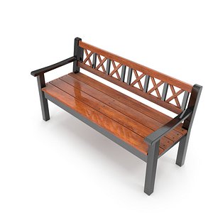 Weathered Outdoor Park Bench 3D