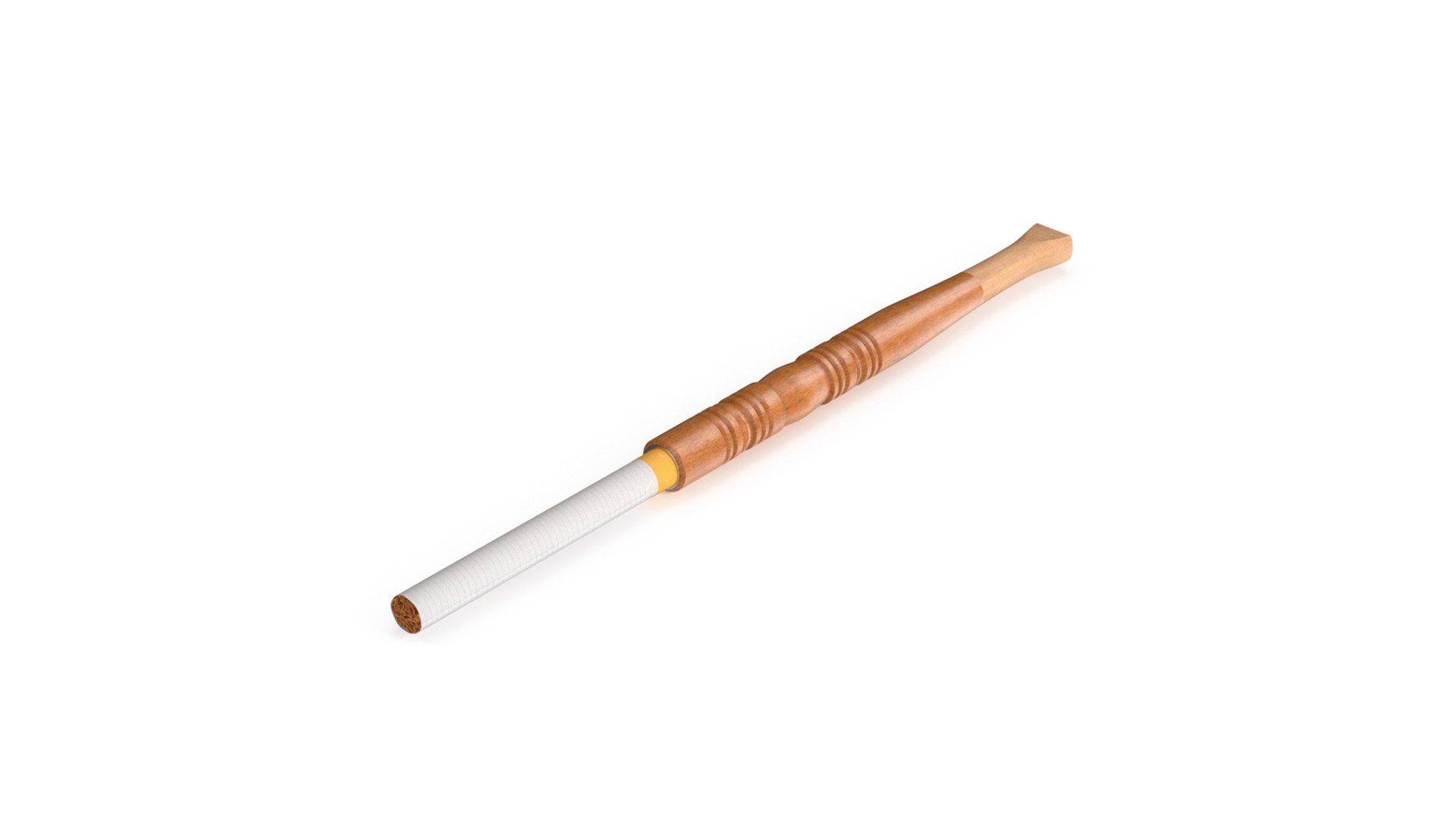 Wooden Cigarette Holder with Cigarette 3D model preview
