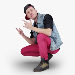 Street Style Squat With Denim and Red Pants