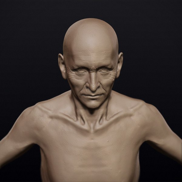 3d model hyper-real old man anatomy