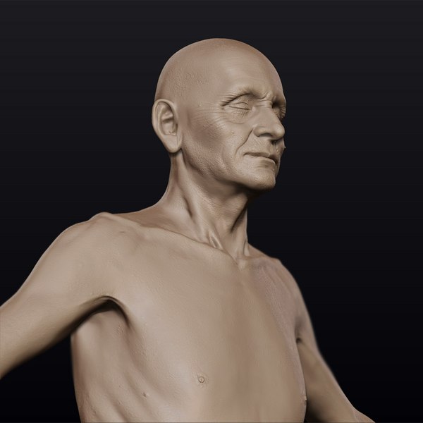 3d model hyper-real old man anatomy