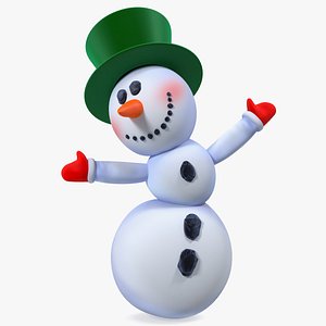 smiling cartoon snowman snow 3D model