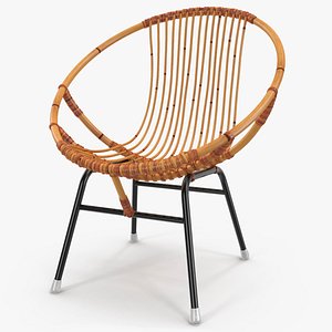 Vintage Bamboo Round Chair 3D model