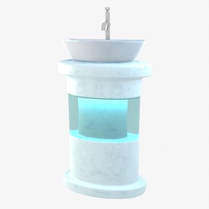 Stylized Bathroom Illuminating Pedestal Sink Blender EEVEE