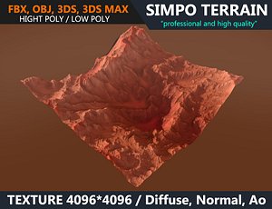 realistic terrain polys games 3D model