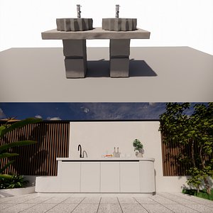 Bathroom Cabinet With Sink -B5 3D model
