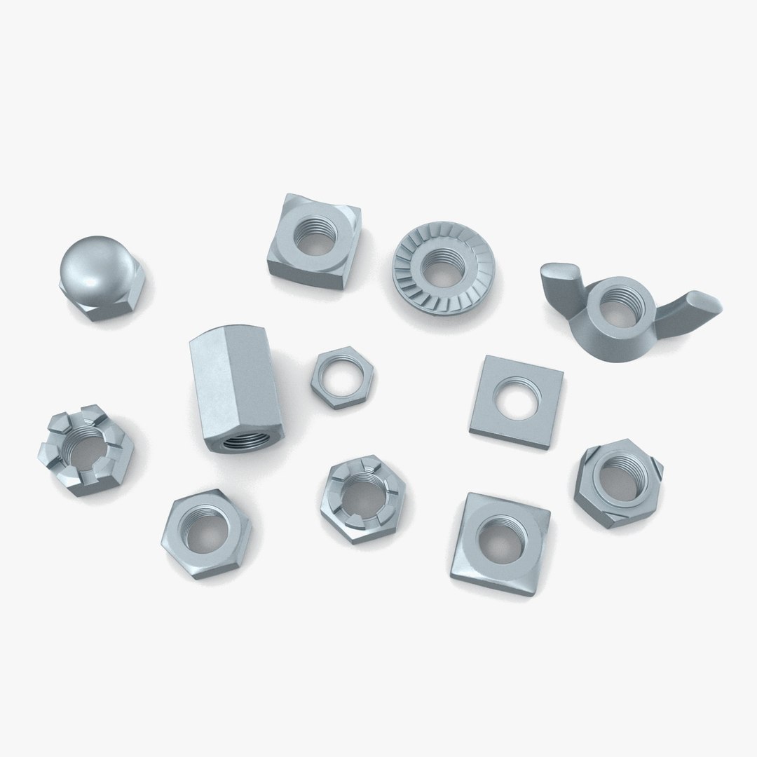 Zinc Steel Nuts Kit 3D model preview