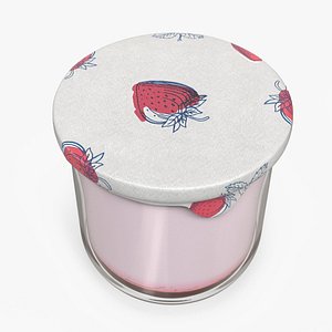 3D model Glass Strawberry Yogurt Container