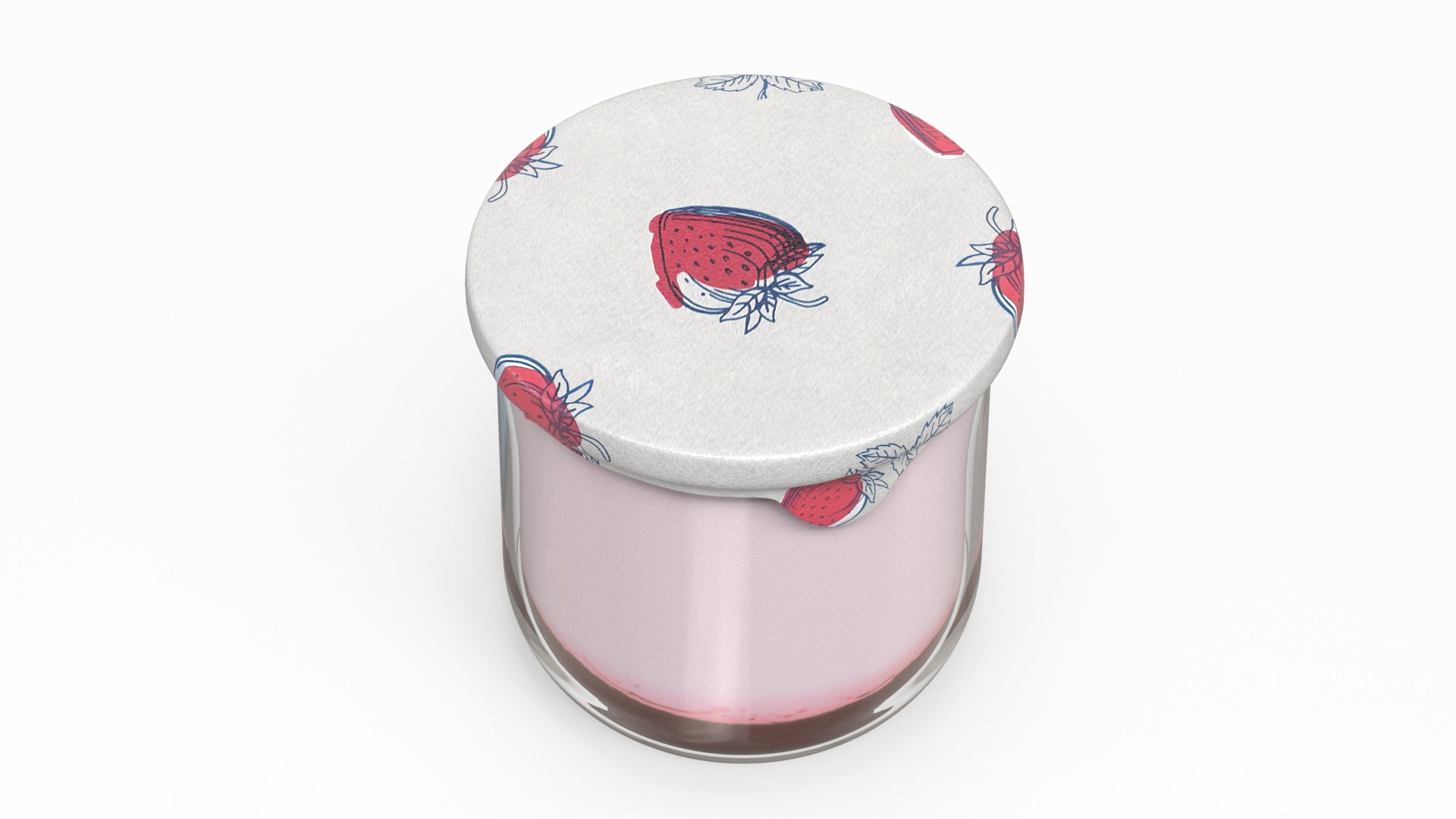 Glass Strawberry Yogurt Container 3D model preview