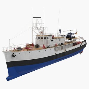 Old Scientific Research Vessel with Helicopter