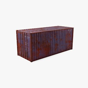 20Ft Cargo Container - Blue - Rusted 3D model