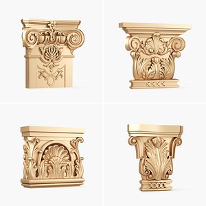 Collection of 3D models of carved capitals