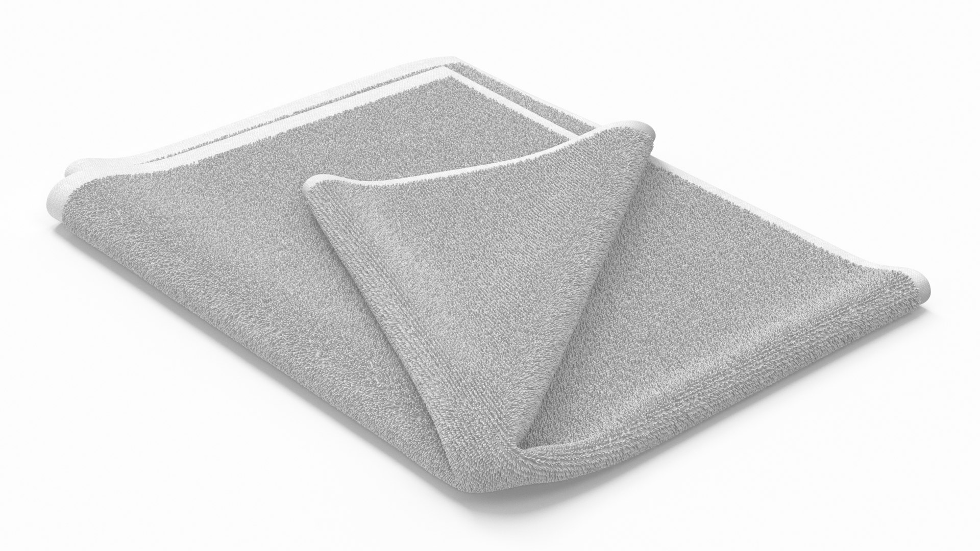 Folded Bath Towel with Fur 3D model preview
