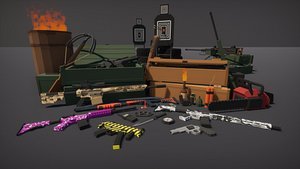 Low Poly FPS Weapons Pack 3D Shooter Asset