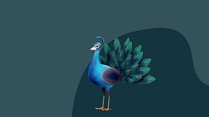 Peacock 3D Cartoon Rigged Model - Blender