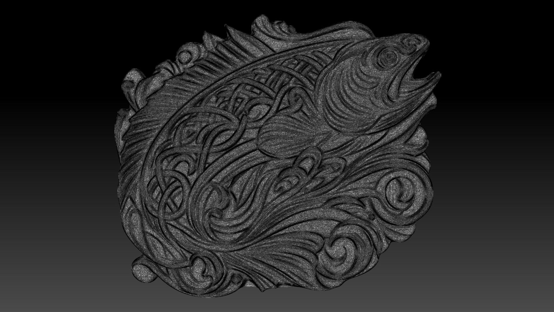 3D Celtic Fish Basrelief 11 240612 - TurboSquid 2372423